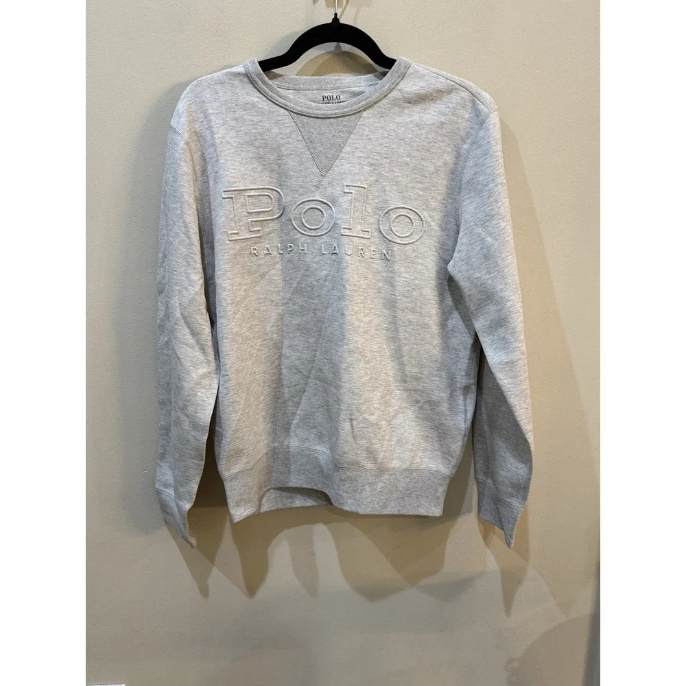 Polo Ralph Lauren Embossed Logo Double-Knit Sweatshirt light grey heather
